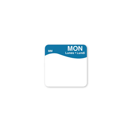 1" Removable Square Label Monday x 1000