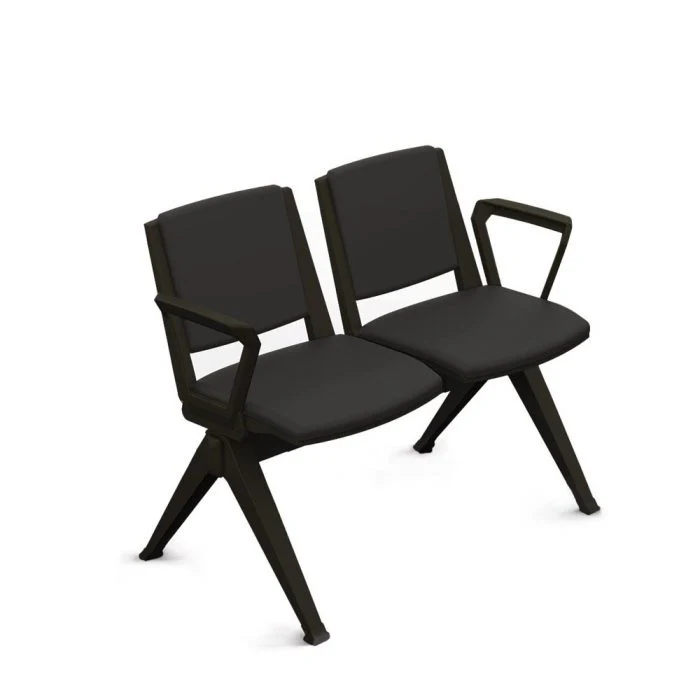 Waiting Room Bench (Black Frame/Upholstered) - Image 4