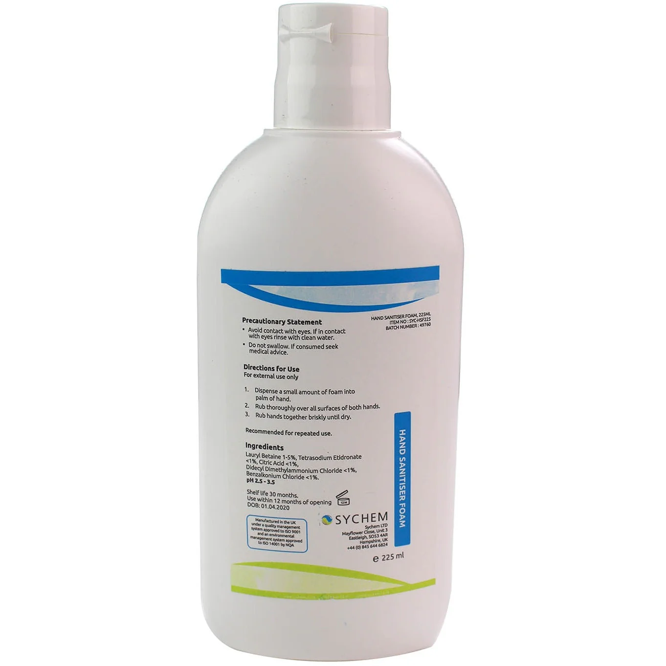 225ml Alcohol Free Squeeze Bottle of Sanitising Foam - Single - Image 2