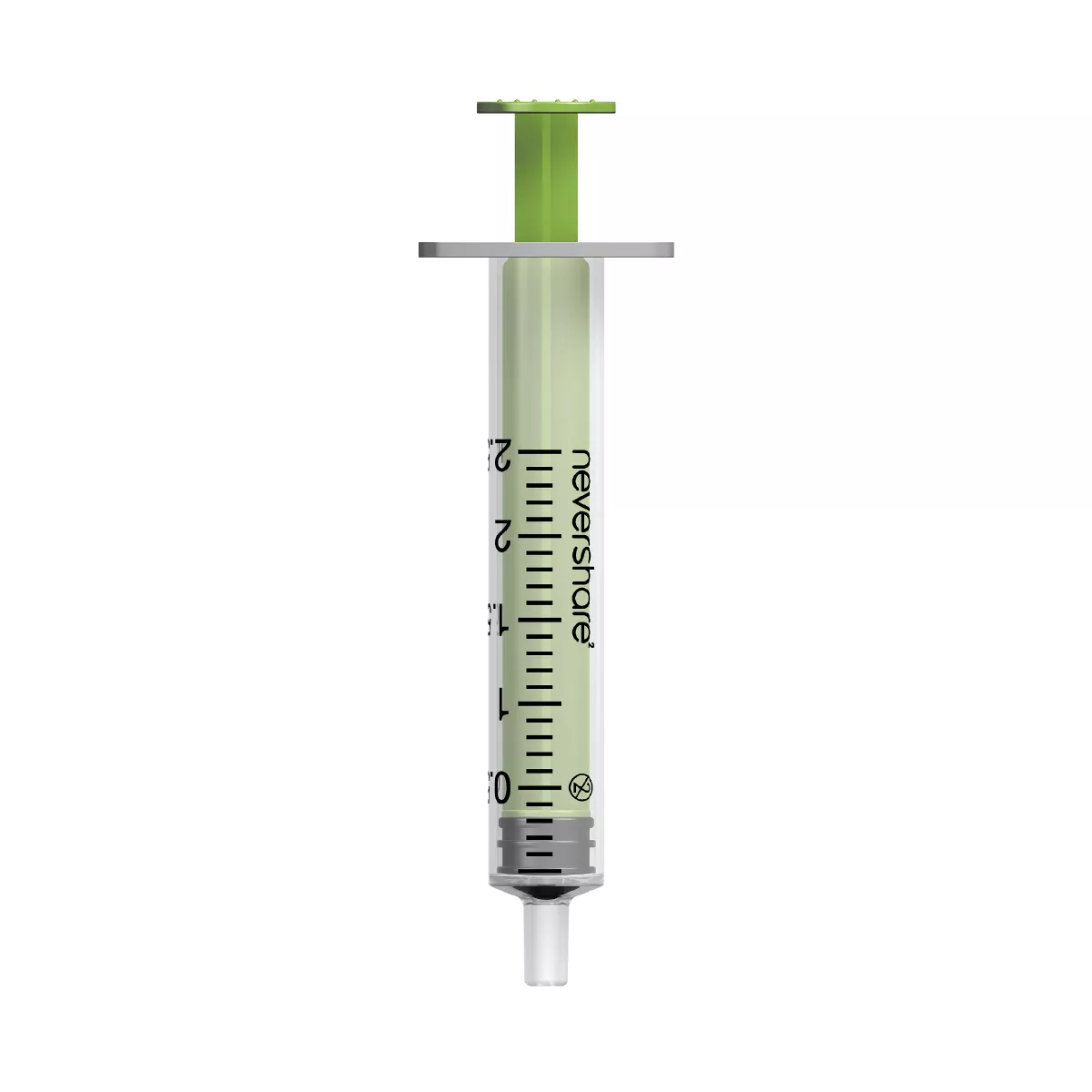 2ml Nevershare Syringe: Green (Luer Slip) X 100