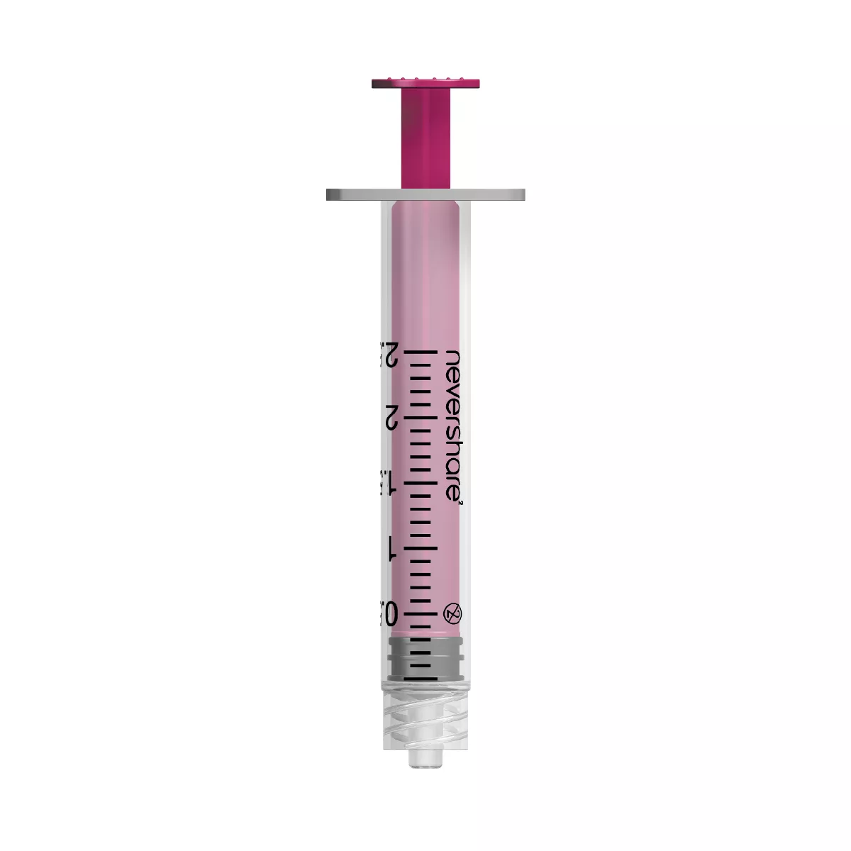 2ml Nevershare Syringe: Pink (Luer Lock) X 100