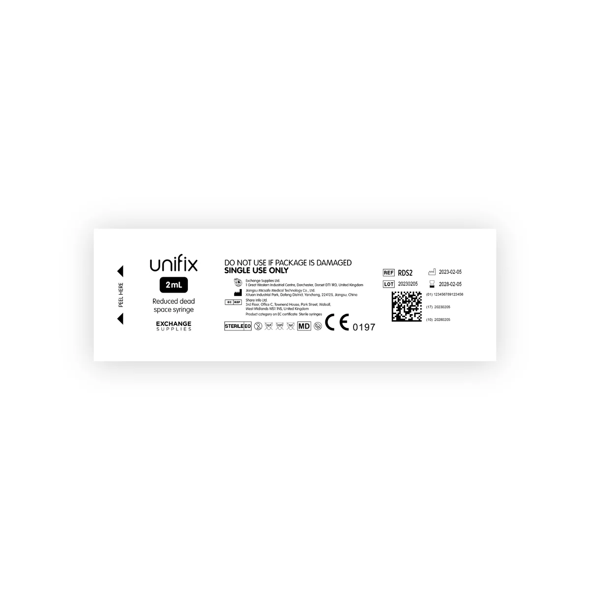 2mL Unifix Reduced Dead Space Syringe X 100 - Image 2
