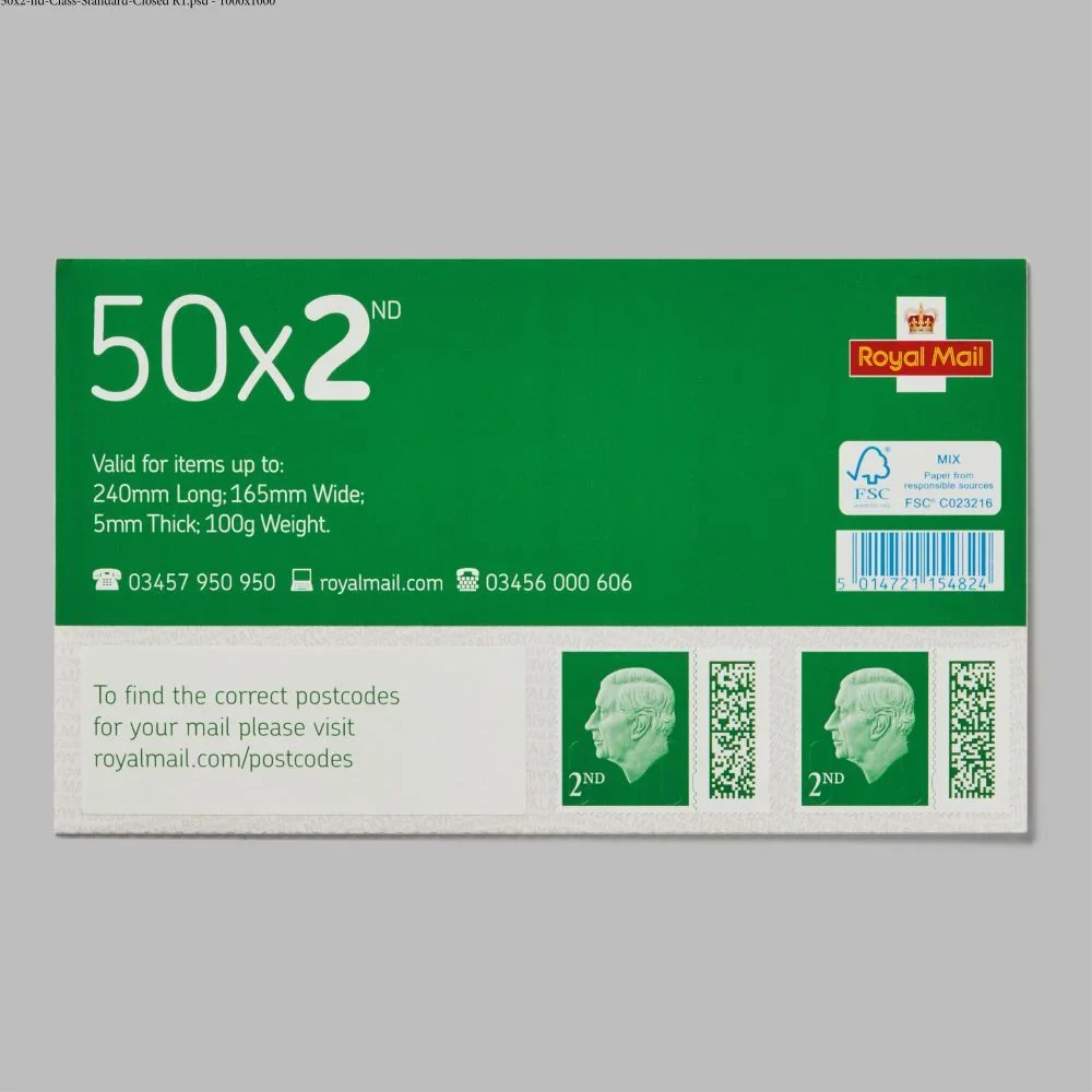 2nd Class Post Stamps - Book of 50 - Image 3