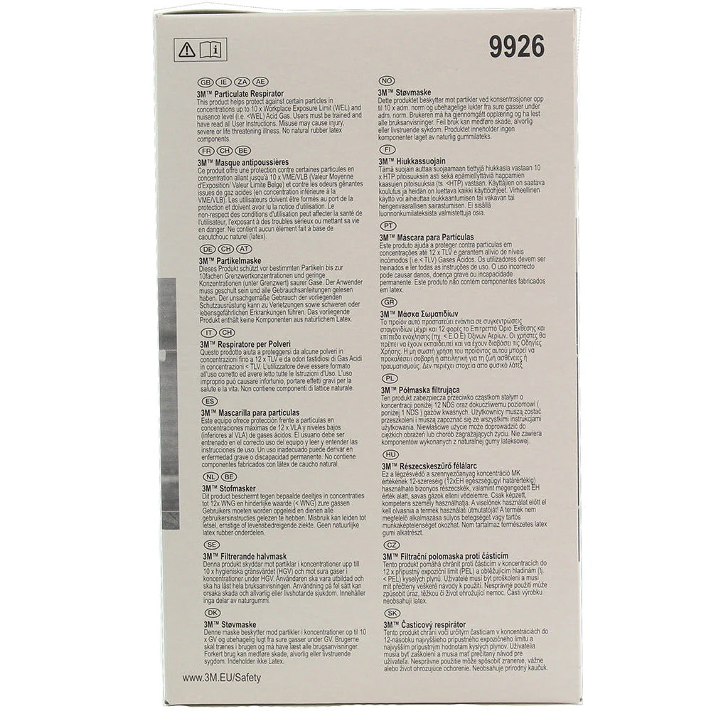 3M™ Particulate Respirator Face Mask FFP2 Valved - 9926 - Box of 10 - CLERANCE - Expiry 05/2024 - Image 2