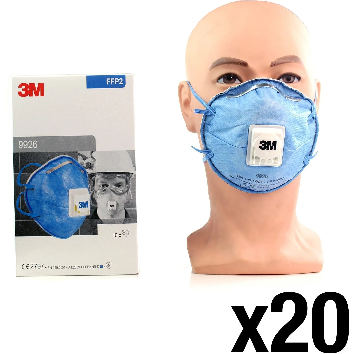 3M™ Particulate Respirator Face Mask FFP2 Valved - 9926 - Box of 10 - CLERANCE - Expiry 05/2024 - Image 7