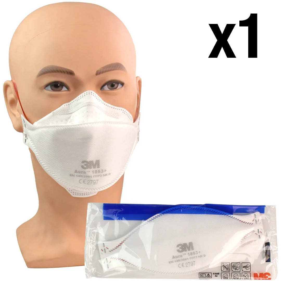 3M™ 1863+ Aura™ Disposable Healthcare Respirator, FFP3 +IIR - Image 6