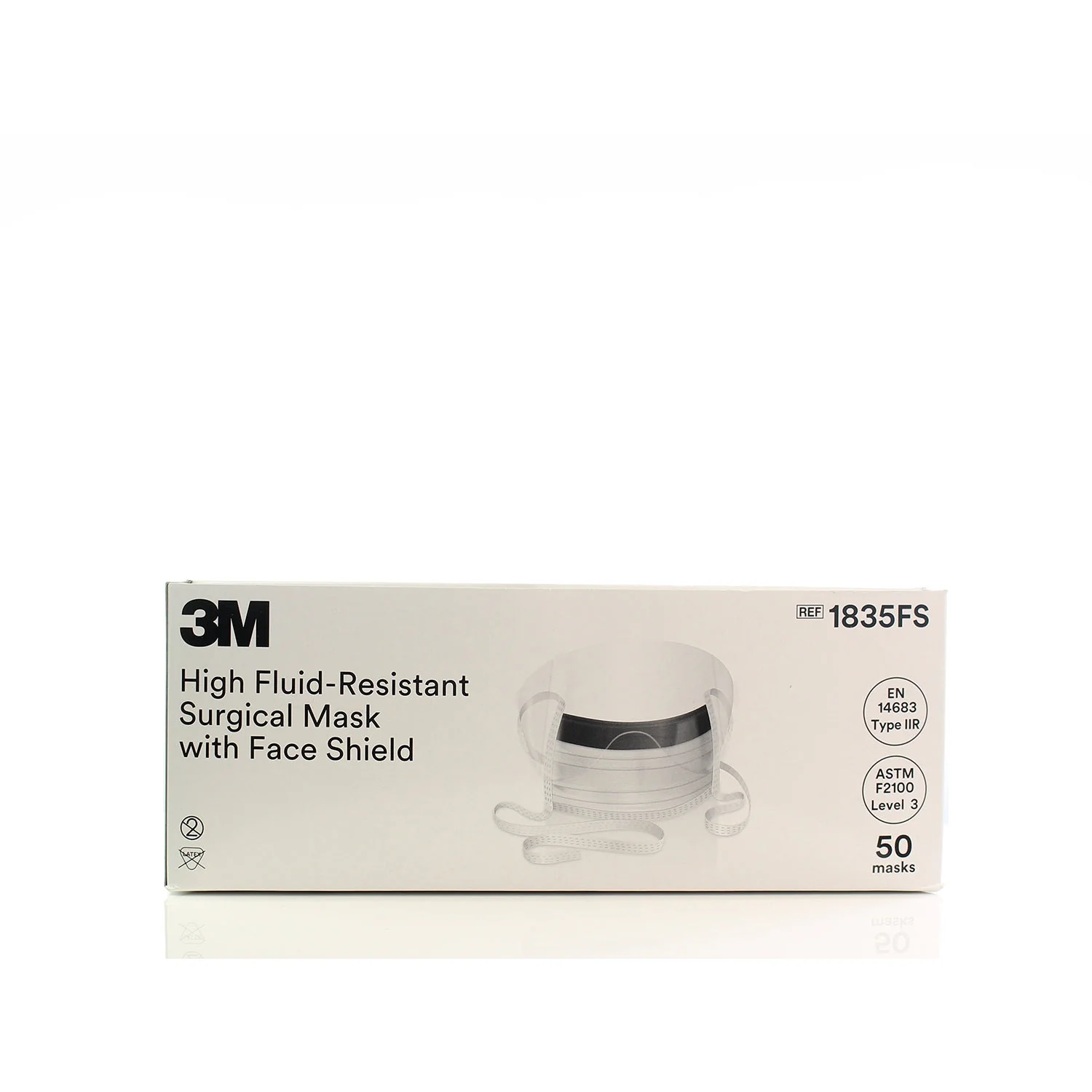 3M™ Tie-On, High Fluid-Resistant Surgical Mask with Face Shield - Type IIR 1835FS - Pack Of 50 - Image 5