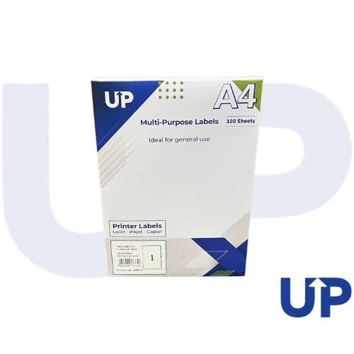 A4 Multipurpose Labels 1 Per Sheet 199.6 x 289mm (WHighte) Pack of 100 - Compatible