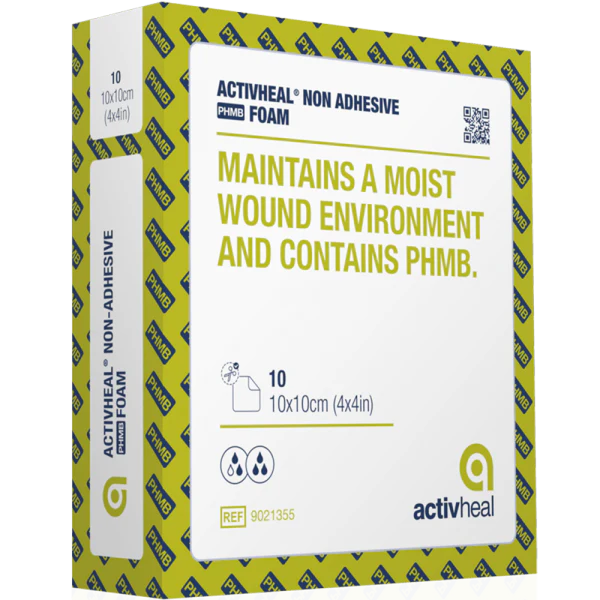 Activheal foam non-adhesive 10 x 10 - pack of 10
