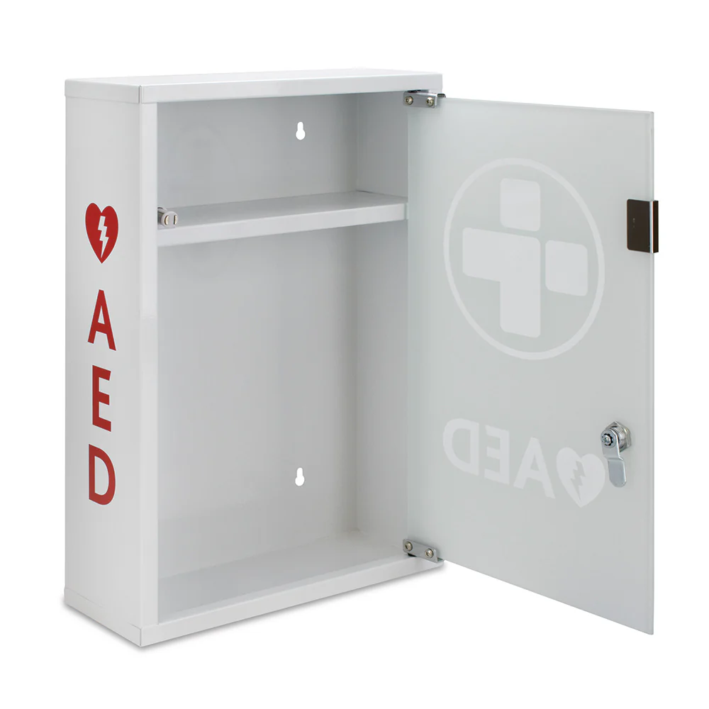 AED Metal Wall Cabinet with Glass Door - Lockable/Unalarmed (Large)
