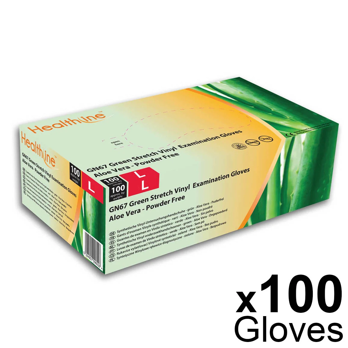 Aloe Vera Powder Free Synthetic Examination Gloves - Large 100 - Image 2
