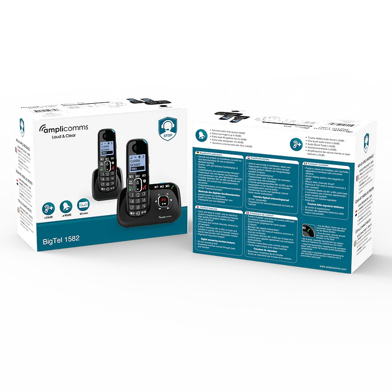 Amplicomms BigTel 1580 Black Answering Machine Solo - Cordless Phone - Image 4