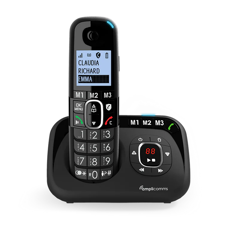 Amplicomms BigTel 1583 Black Answering Machine Trio - Cordless Phone - Image 2