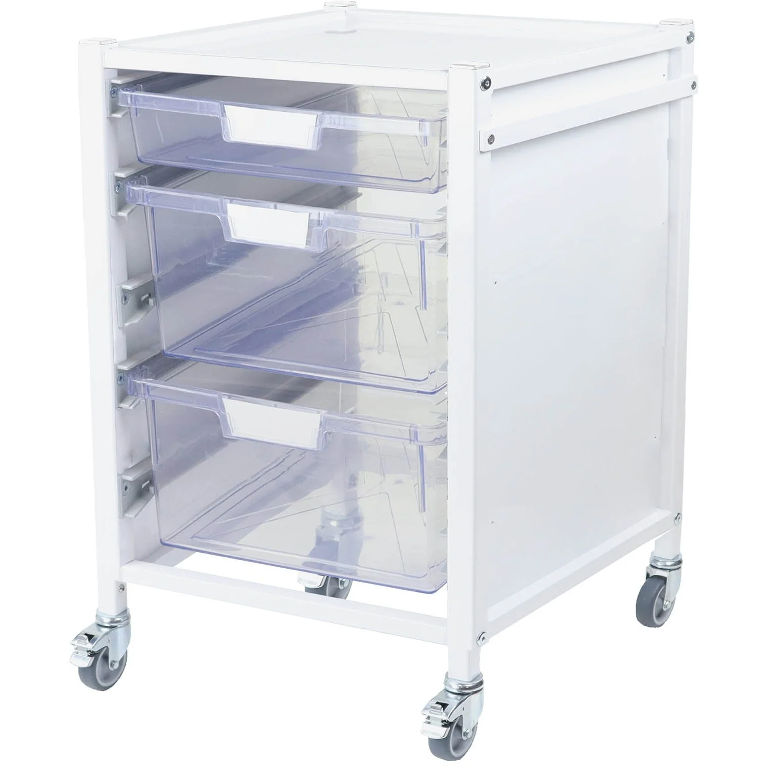 Attend 400 Medical Storage Trolley - 1 Clear Shallow Trays & 2 Deep Tray