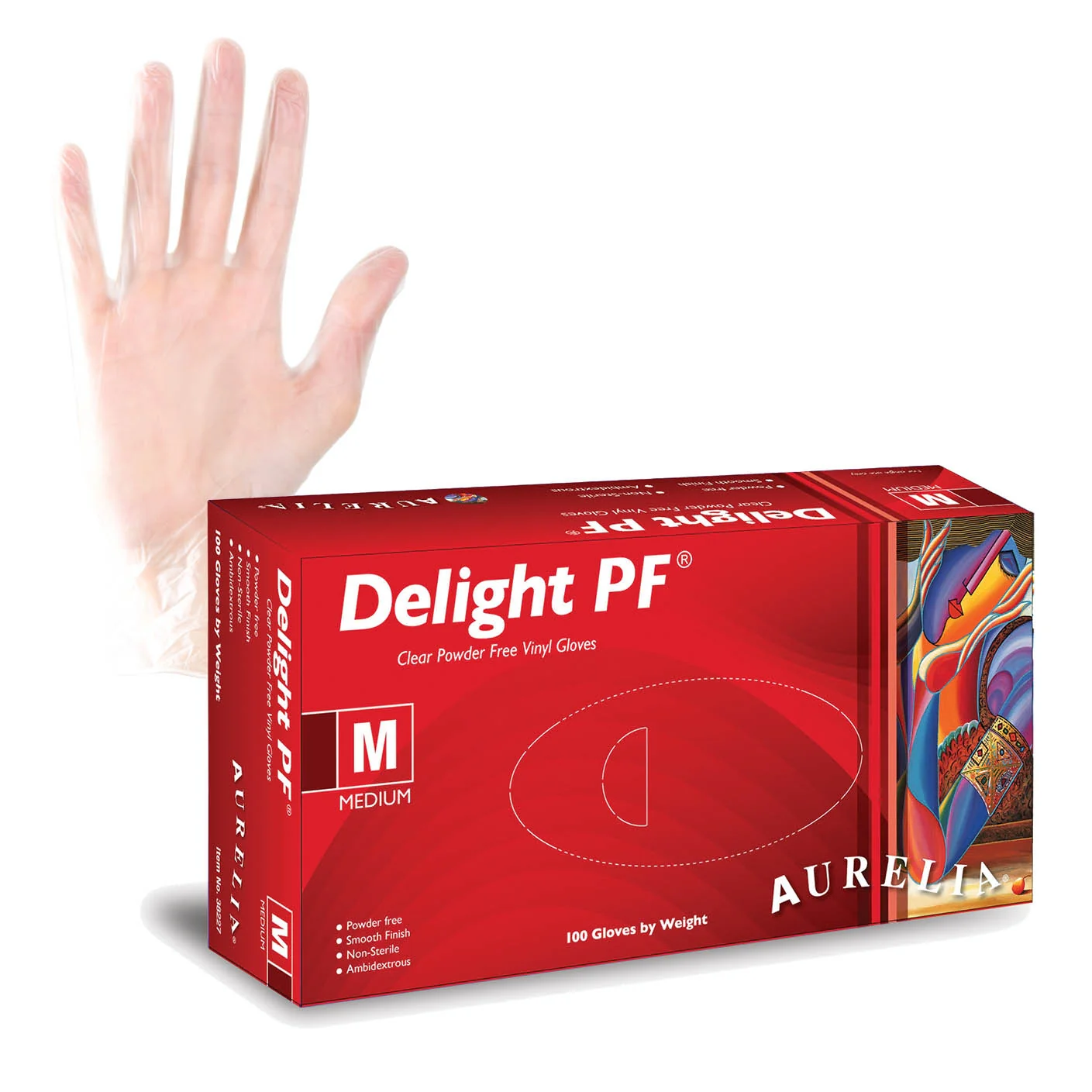 Aurelia Delight® 100 Powder-Free Vinyl Examination Gloves - Small (100) - Image 2