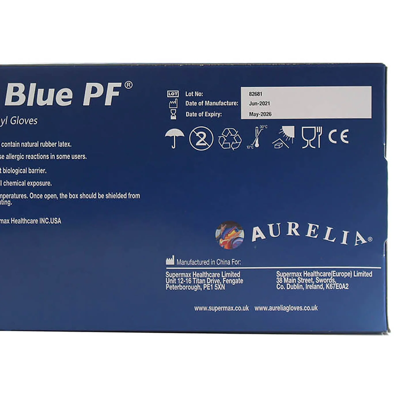 Aurelia Delight Blue PF Vinyl Powder free examination gloves - Medium (Box of 100) - Image 4