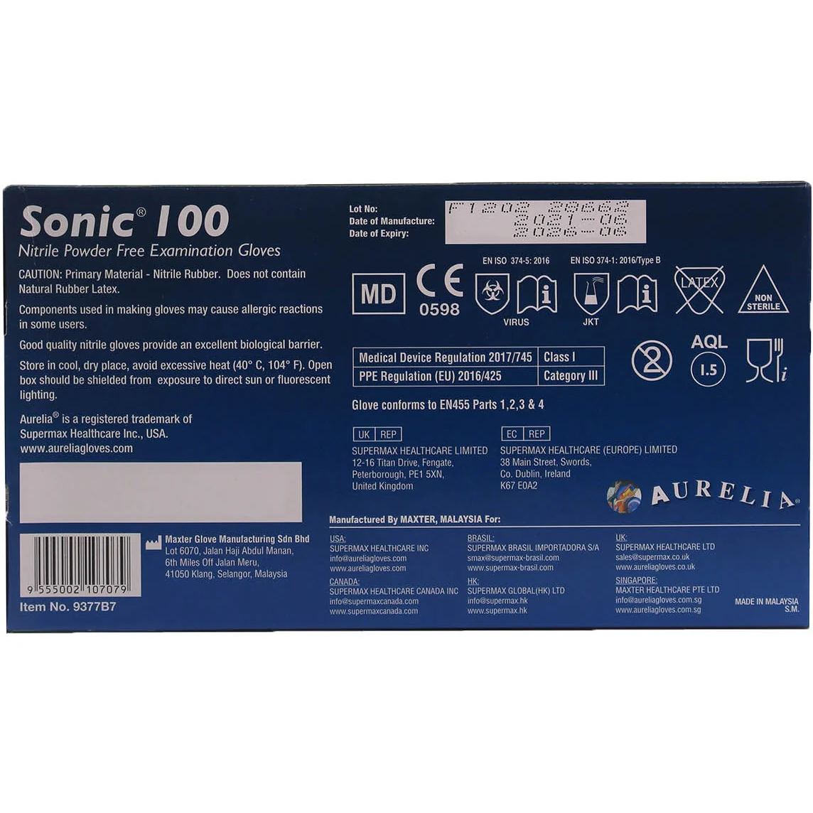Aurelia Sonic 100 - Blue Nitrile Examination Gloves - Medium - Image 6
