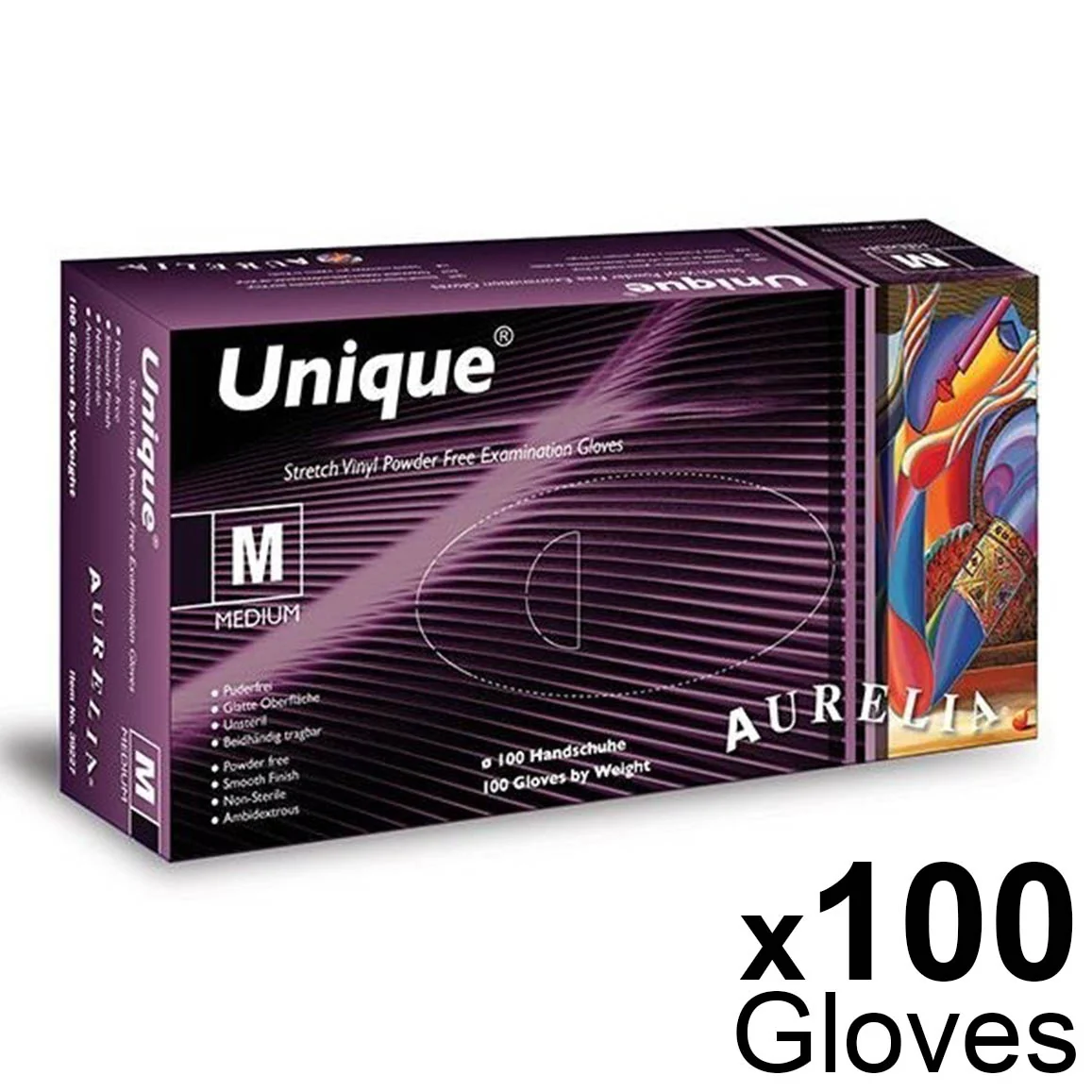 Aurelia Unique 100 Stretch-Free White Vinyl Examination Gloves - Powder-Free - Extra Large (100) - Image 2