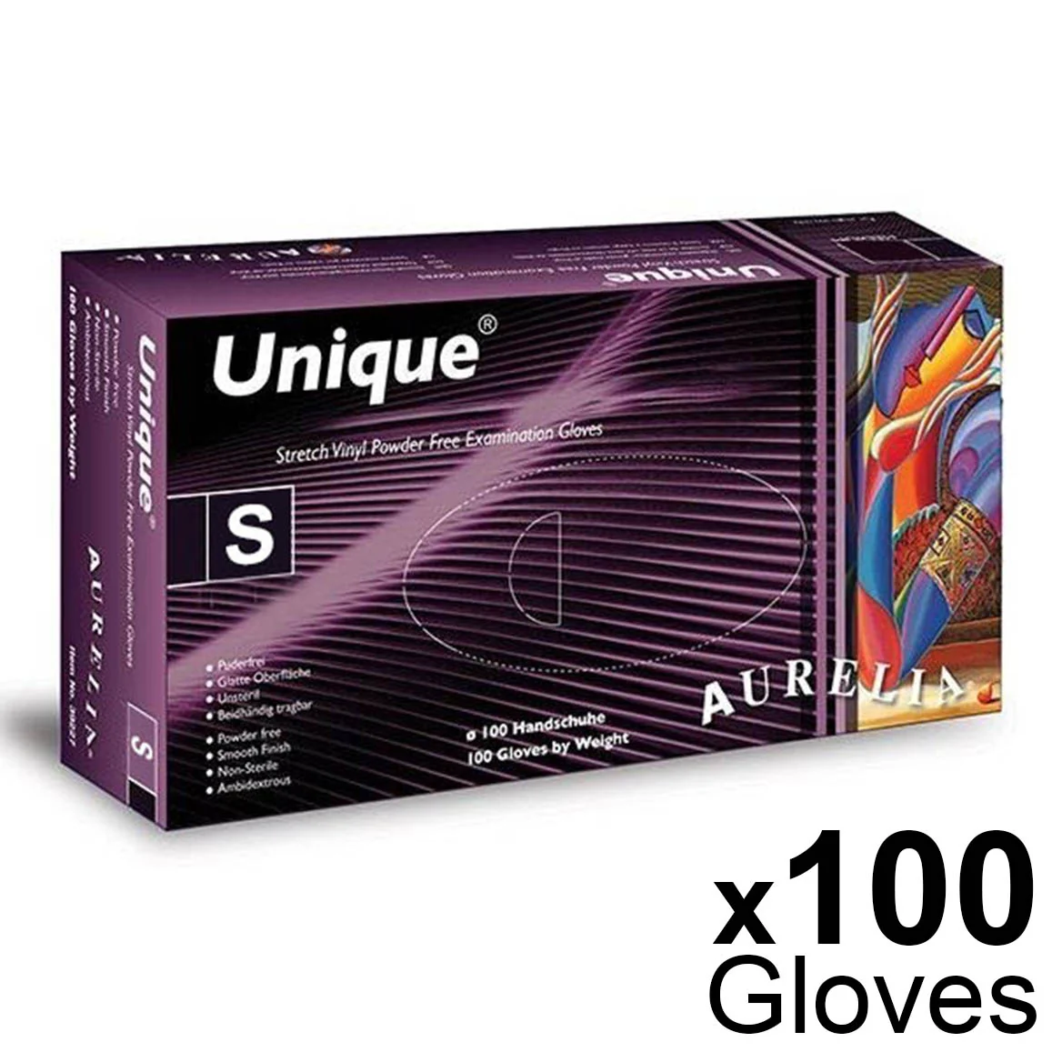 Aurelia Unique 100 Stretch-Free Clear Vinyl Examination Gloves - Powder-Free - Small (100) - Image 3