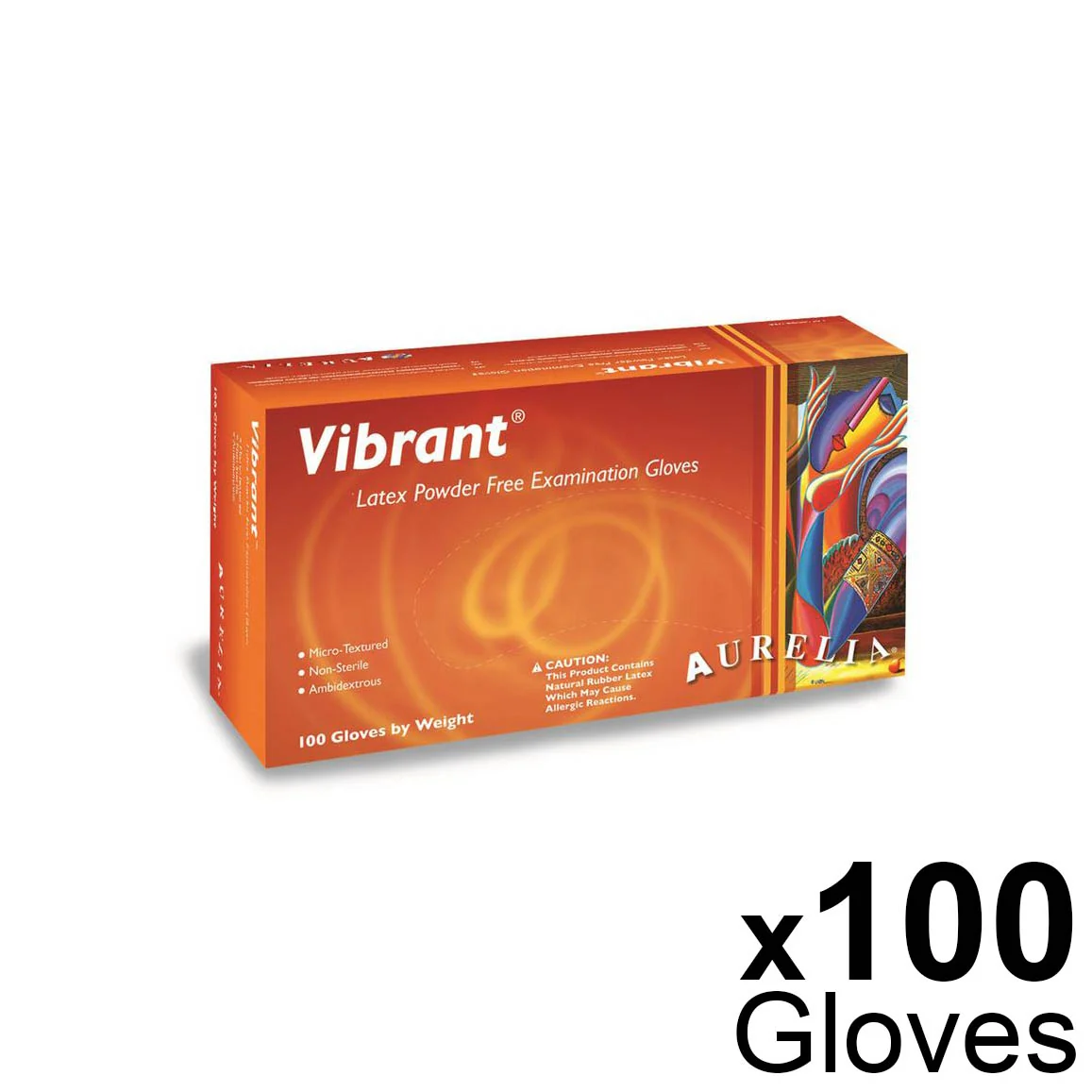 Aurelia Vibrant 100 Micro Textured Latex Examination Gloves 5.7g - Powder-Free - Small (100) - Image 3