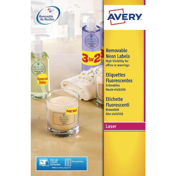 Avery Laser Label 99.1x38.1mm Neon Yellow (Pack of 350)