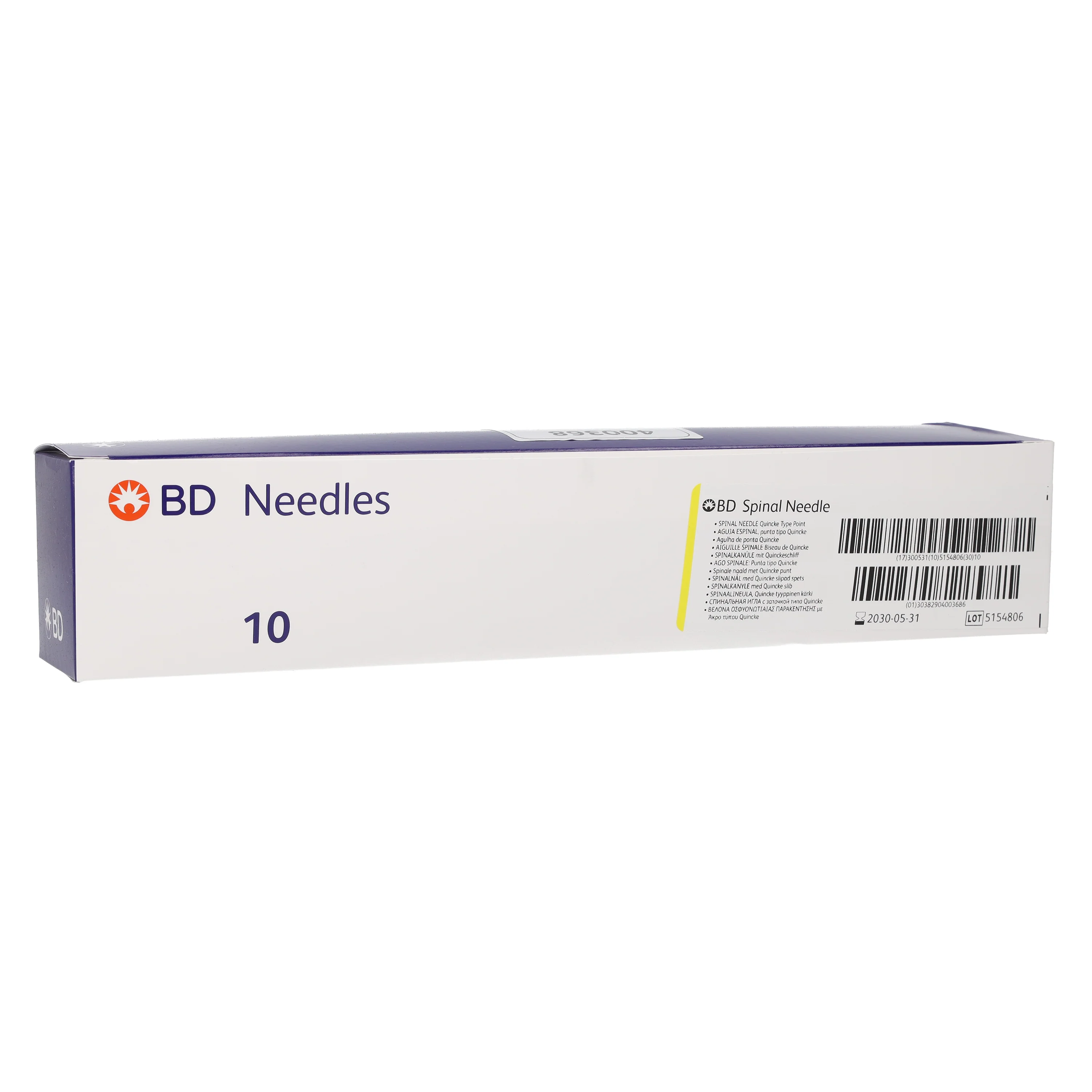 BD™ Long Length Spinal Needle with Quincke Bevel, Sterile, Single Use, 20 G x10 - Image 2