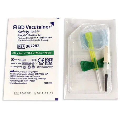 BD Safety-Lok Blood Collection Set 21G x 0.75 with Luer Adaptor 7 Tubing x50 - Image 2