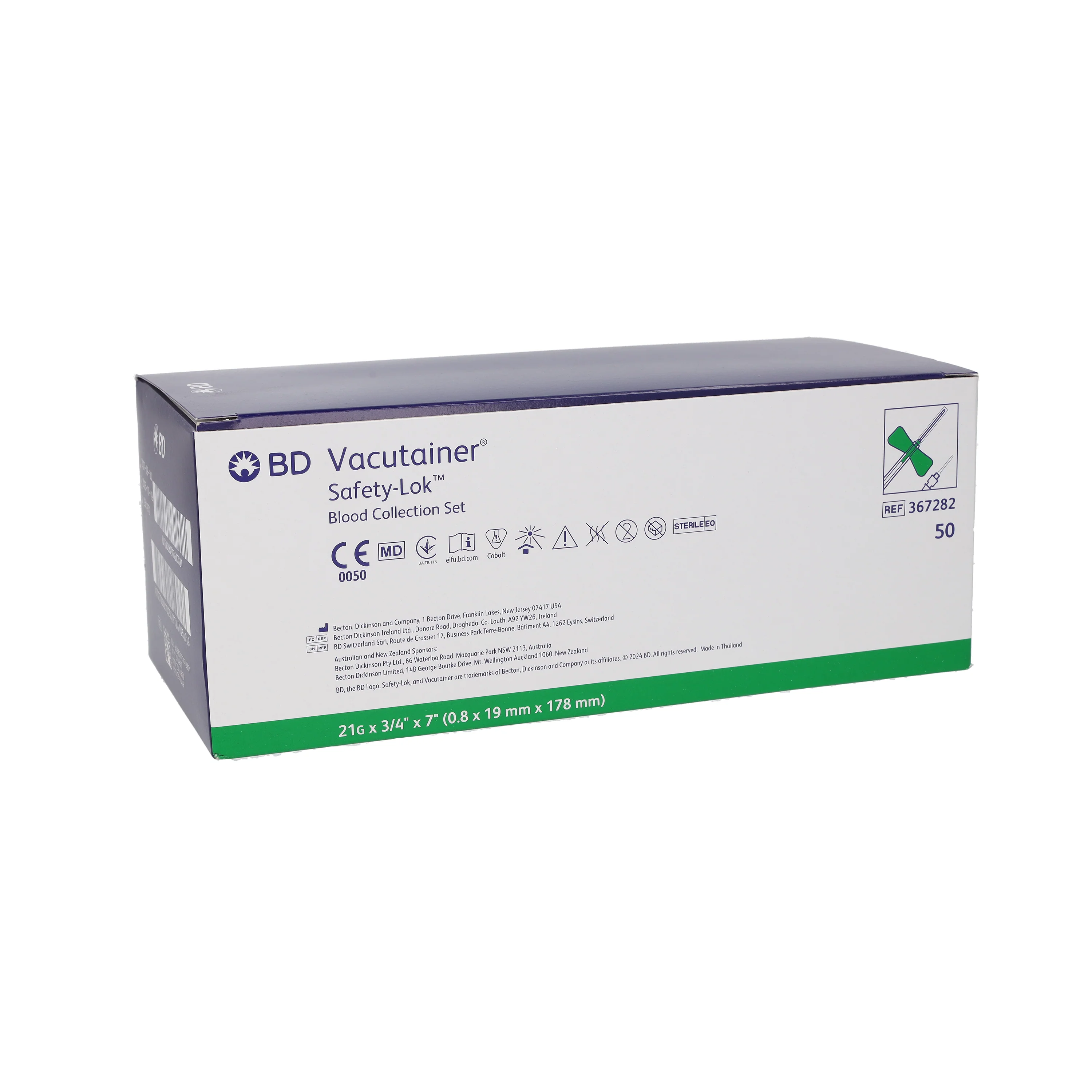 BD Safety-Lok Blood Collection Set 21G x 0.75 with Luer Adaptor 7 Tubing x50 - Image 3