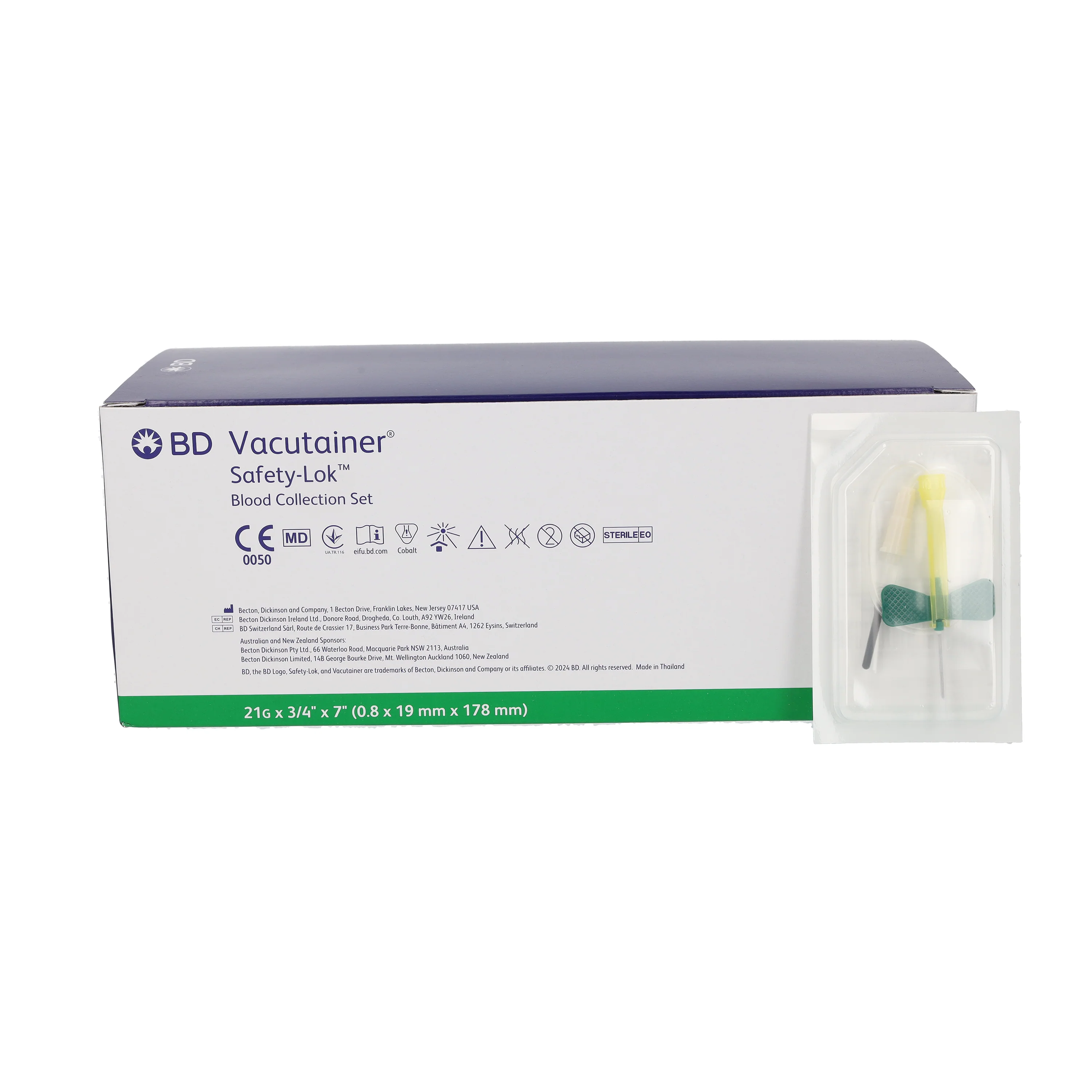 BD Safety-Lok Blood Collection Set 21G x 0.75 with Luer Adaptor 7 Tubing x50 - Image 4