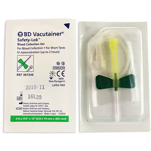 BD Safety-Lok Blood Set 21g x 0.75 without Luer Adaptor 12 Tubing - Single - Image 2