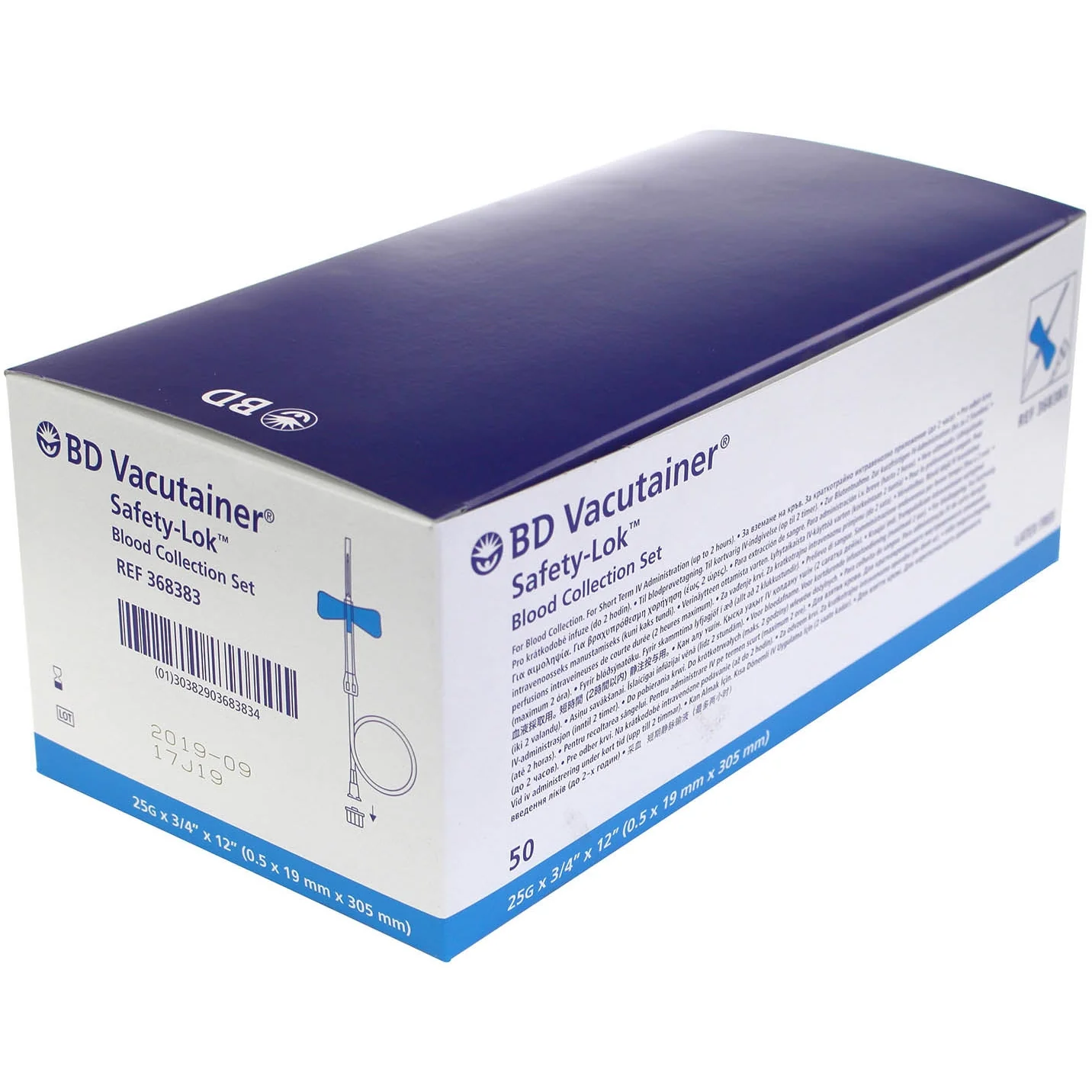 BD Safety-Lok Blood Set 25G x 0.75 Without Luer Adaptor 12 Tubing x 50 - Image 2