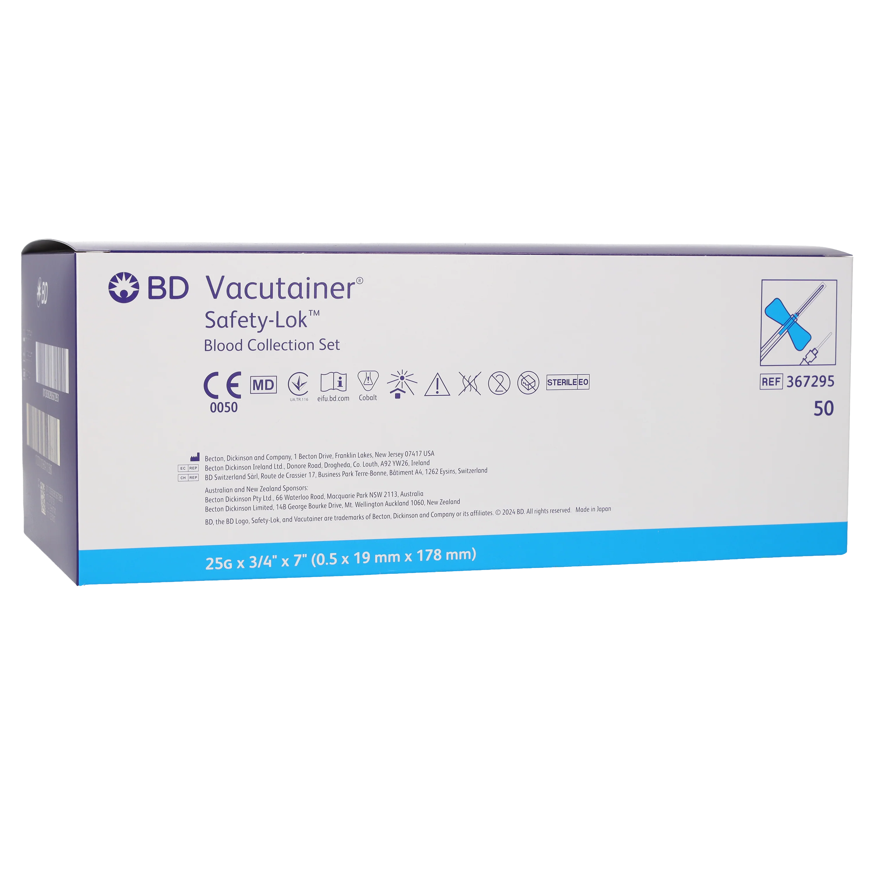BD Safety-Lok Blood Set 25g x 0.75 With Luer Adaptor 7 Tubing x 50 - Image 3