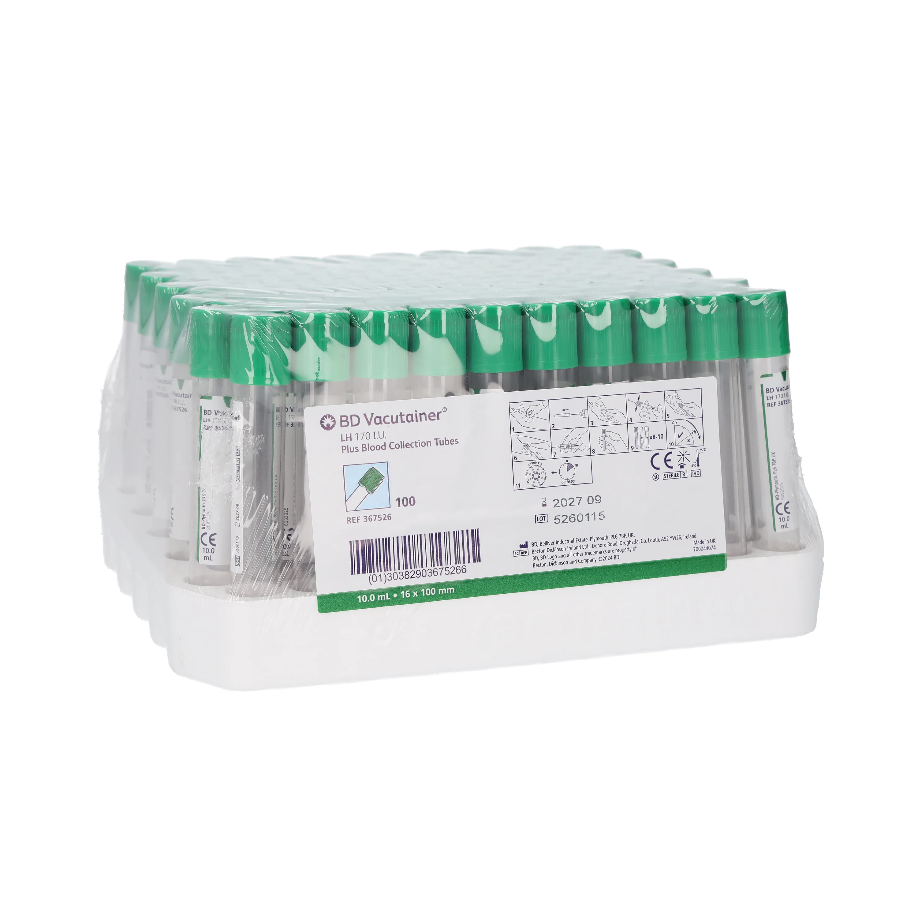 BD Vacutainer™ Heparin Plasma Tubes - 10ml - Pack of 100 - Image 2