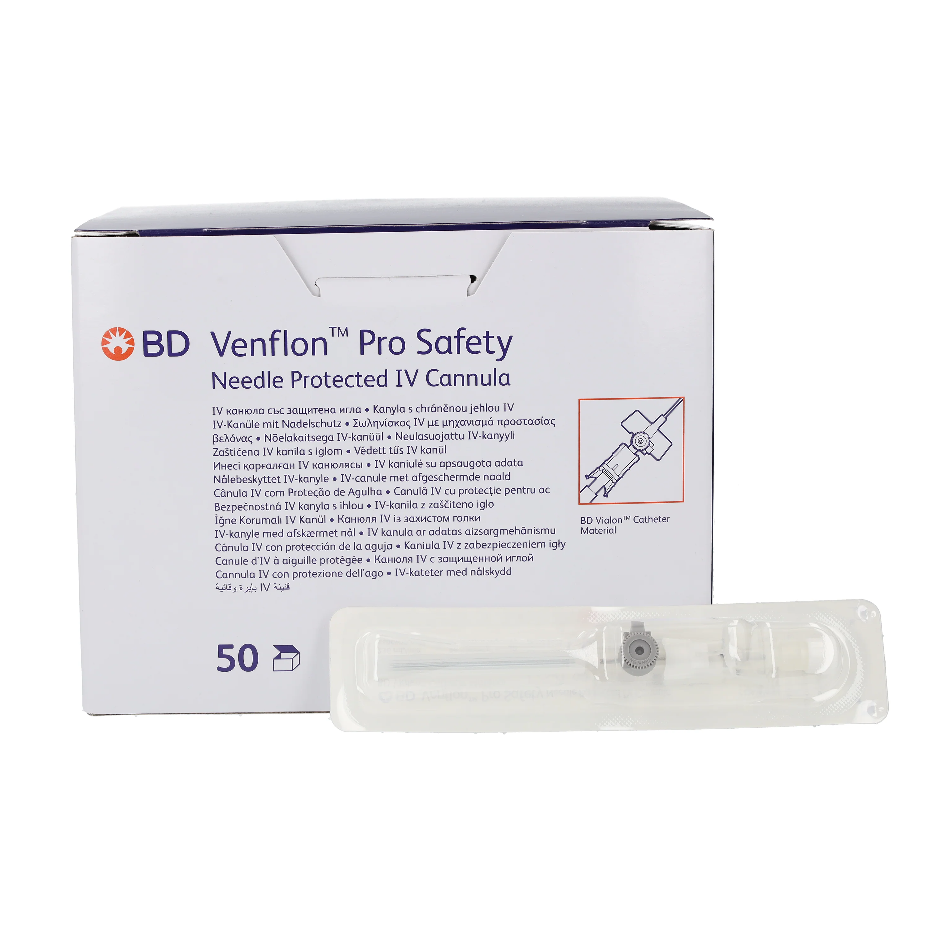 BD Venflon Pro Safety Peripheral Safety IV Cannula with Injection Valve Grey 16g 45mm (Box of 50) - Image 3