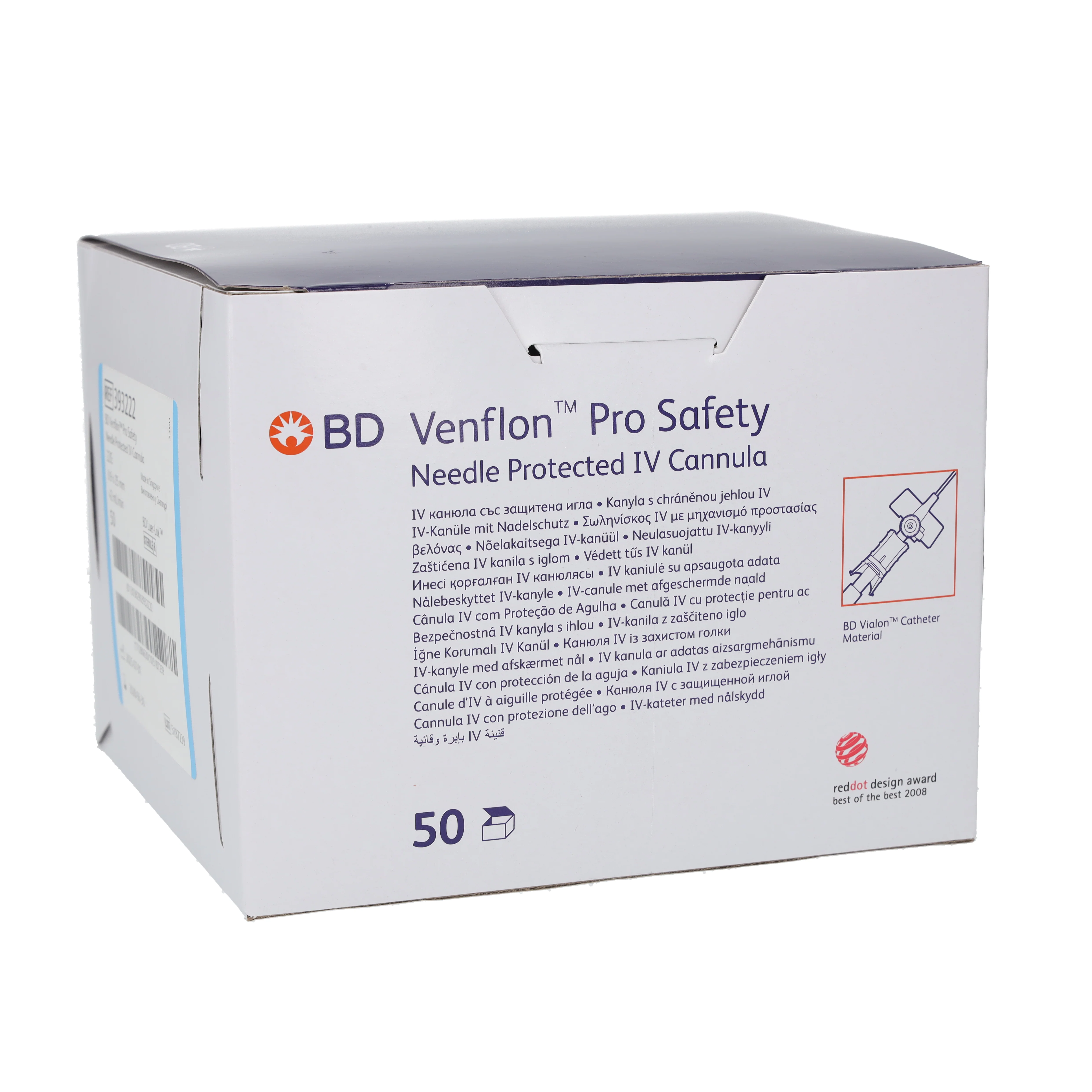 BD Venflon Pro Safety™  22g x 25mm, Blue - Box of 50 - Image 2