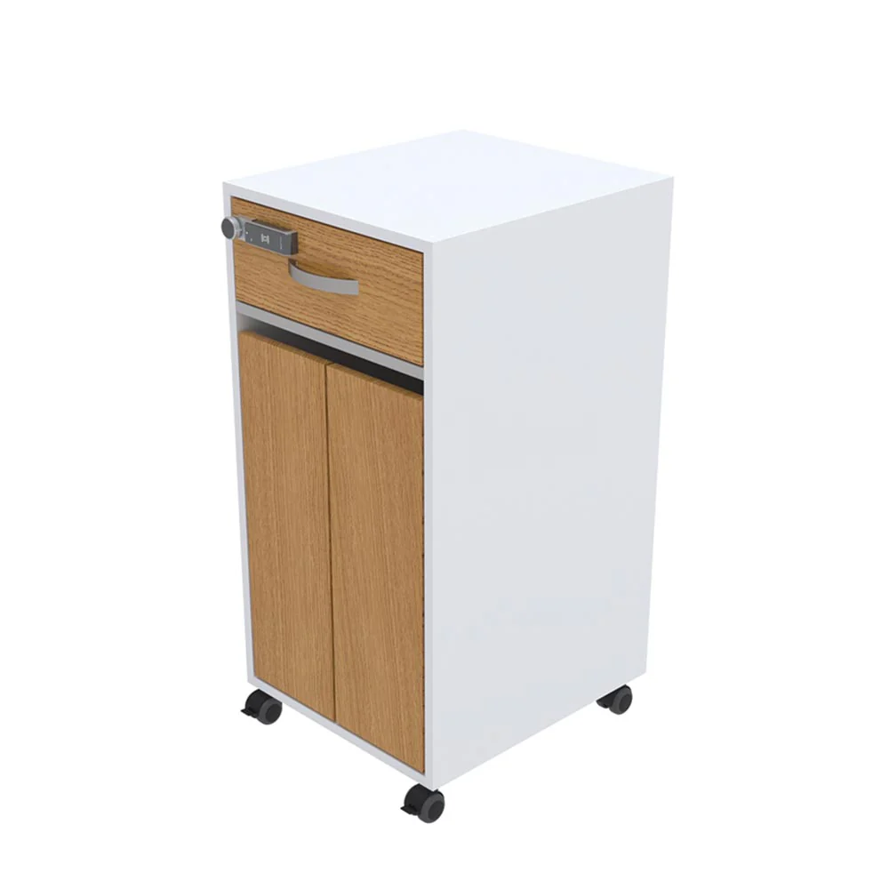Bedside Locker, Cupboard & Lockable Drawer, RFID Lock - White