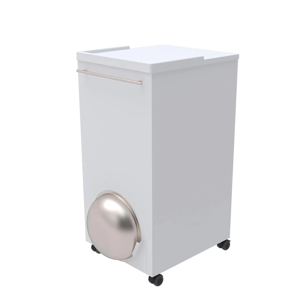 Bedside Locker, Cupboard & Lockable Drawer, RFID Lock - White - Image 2