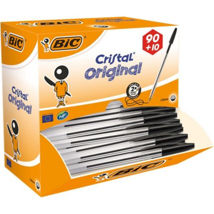 Bic Cristal Original Ballpoint Pens Med Point 1.0 mm - Black, Value Pack