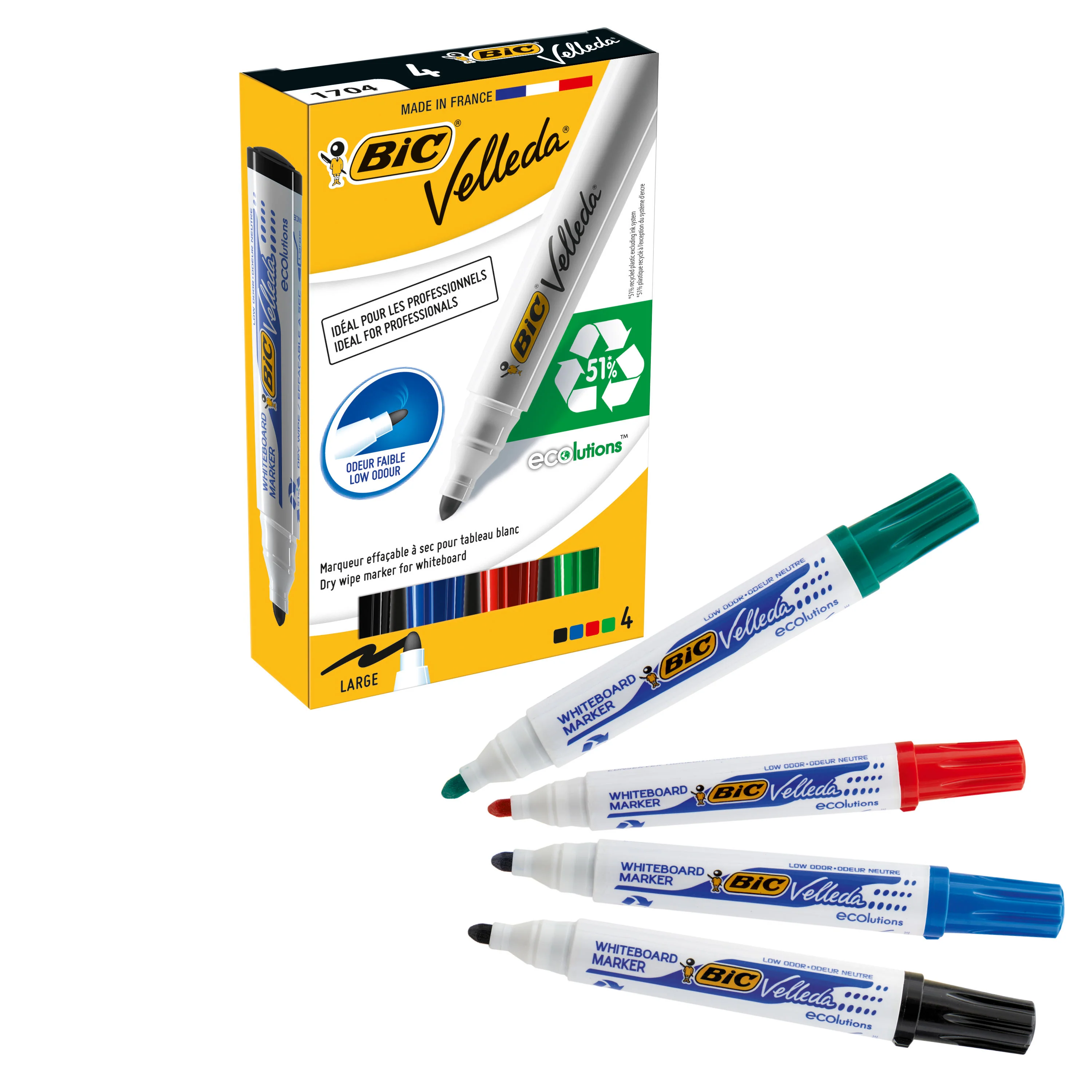 BIC Velleda 1701 Whiteboard Marker Assorted (Pack of 4)