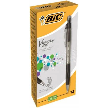 Bic Velocity Pro Mechanical Pencil - Rubber Grip - Retractable - Pack Of 12