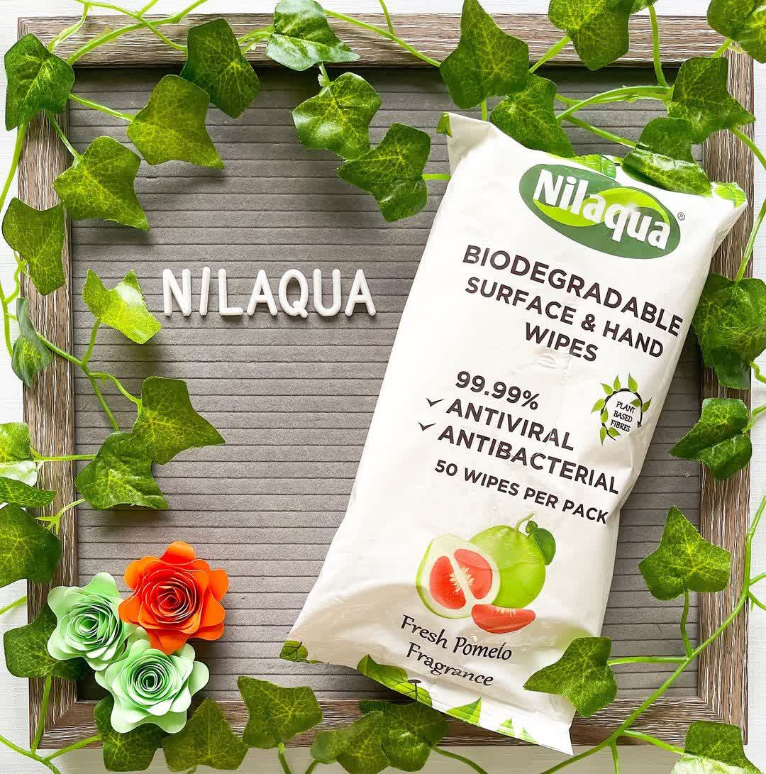 Nilaqua Universal Biodegradable Hand and Surface Wipes x 50 - Image 2
