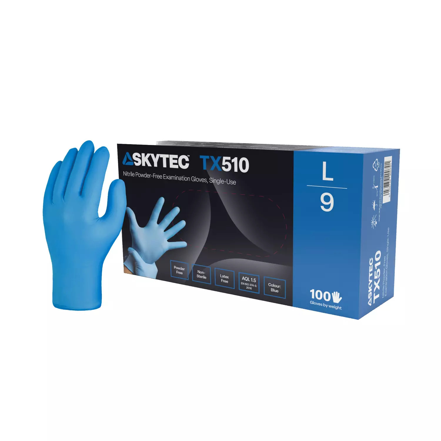 Blue Nitrile Exam Gloves - Large - Box of 100 - Image 2