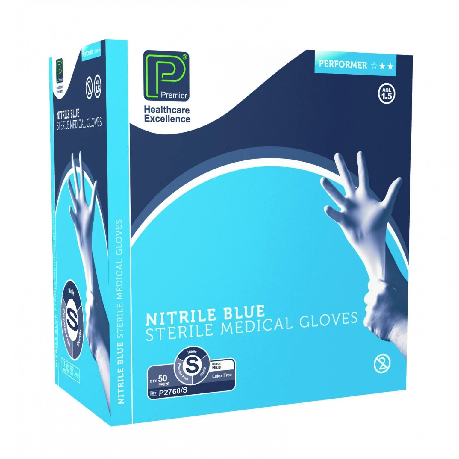 Blue Sterile Nitrile Gloves - Small x 1 Pair - Image 2