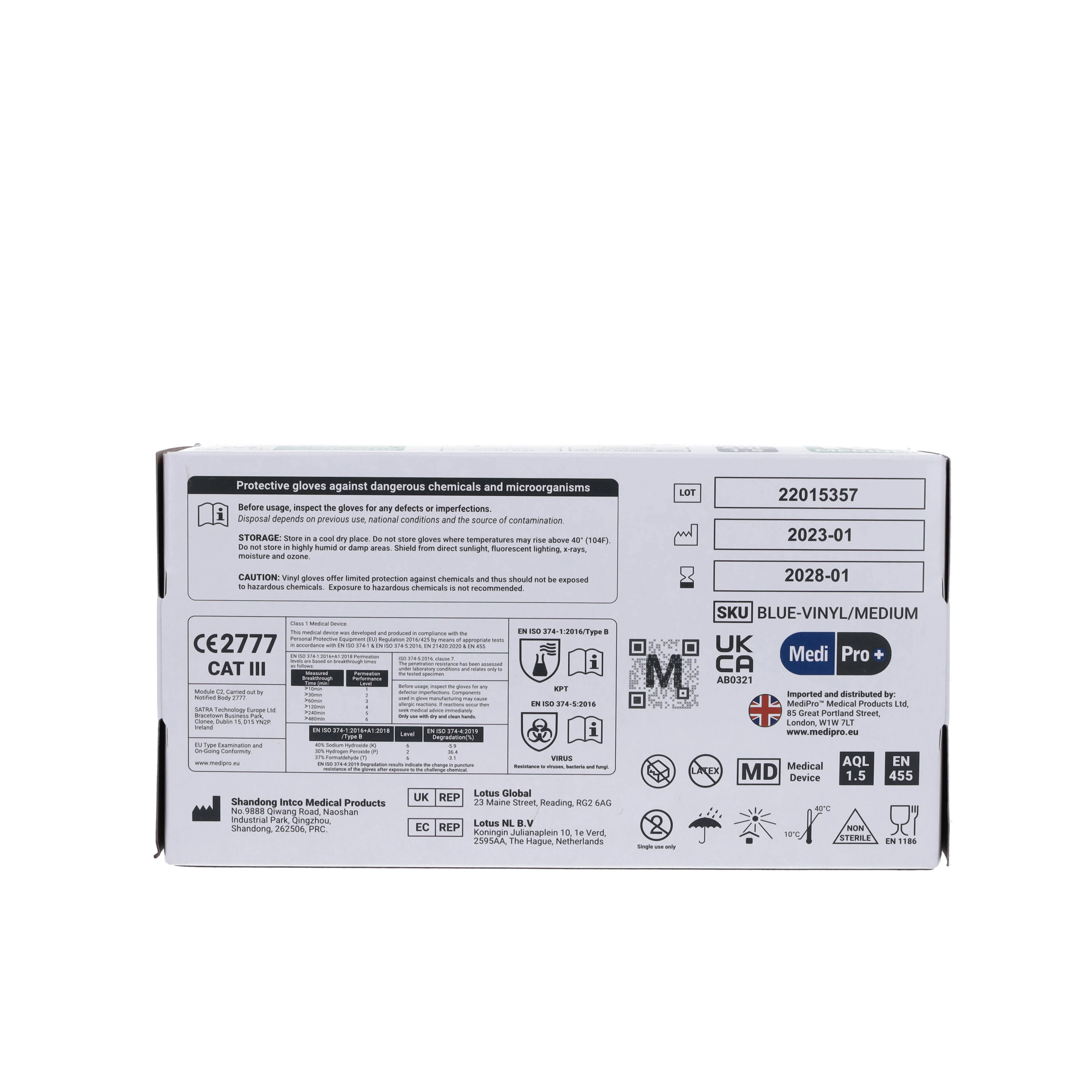 Blue Vinyl Exam Gloves - Cat III PPE Medium x 100 - Image 4
