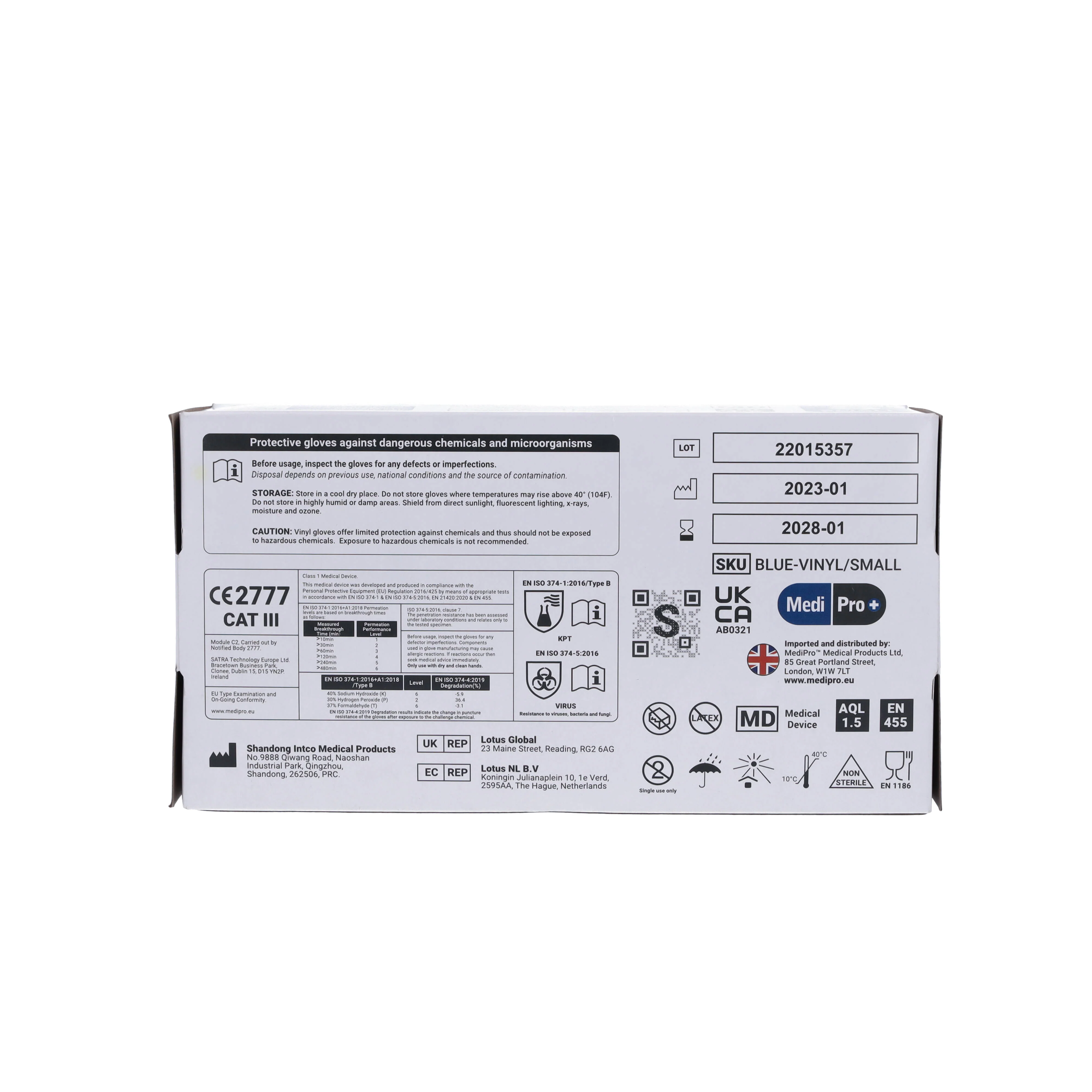 Blue Vinyl Exam Gloves - Cat III PPE Small x 100 - Image 4