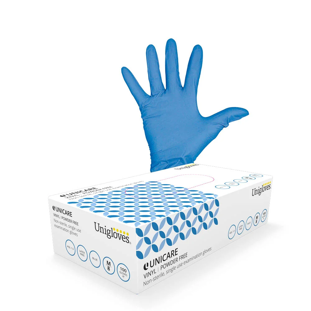 Blue Vinyl Gloves Extra Large Powder Free (Box of 100)