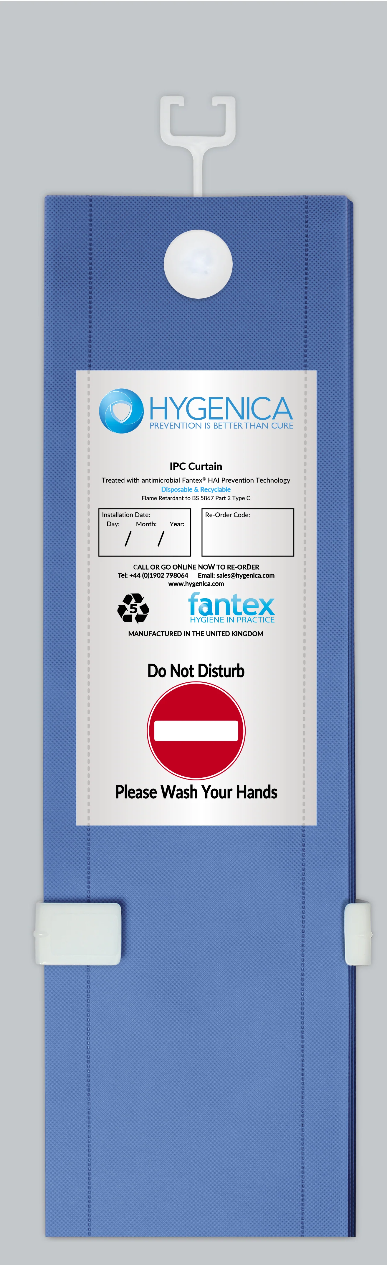 C-Fit Disposable Curtain - 2.4m x 2.0m - Medical Blue