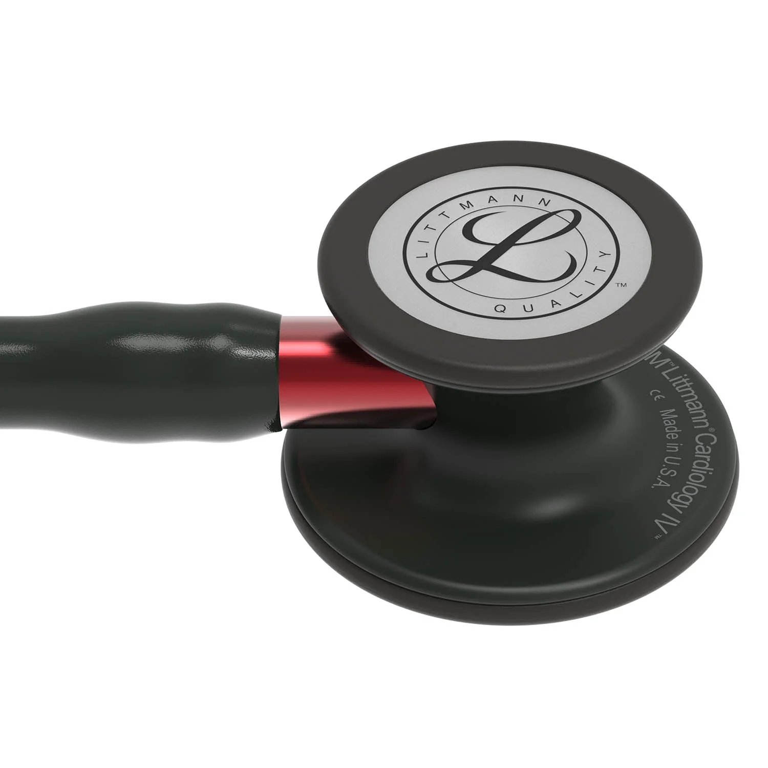 Cardiology IV Diagnostic Stethoscope: Black & Black - Red Stem 6200 - Over Engraved - Image 6
