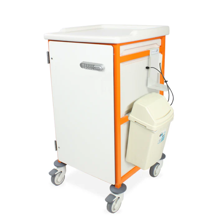 Caretray Trolley - Sepsis - 6x 100mm Trays - Electronic Push Button Lock - Image 2
