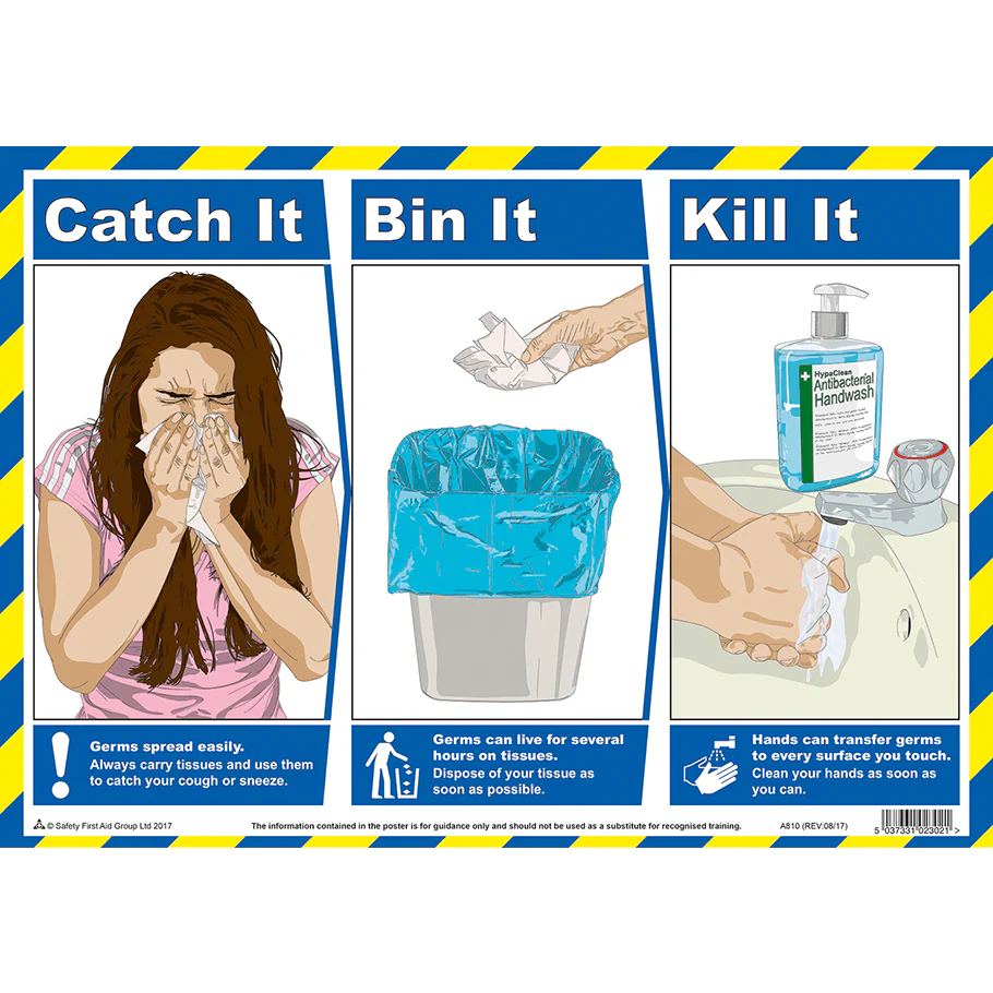 Catch It, Bin It Kill It A3 Poster, Laminated